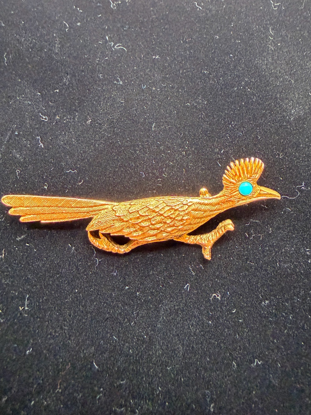 Vintage Road Runner Brooch with Turquoise Accent